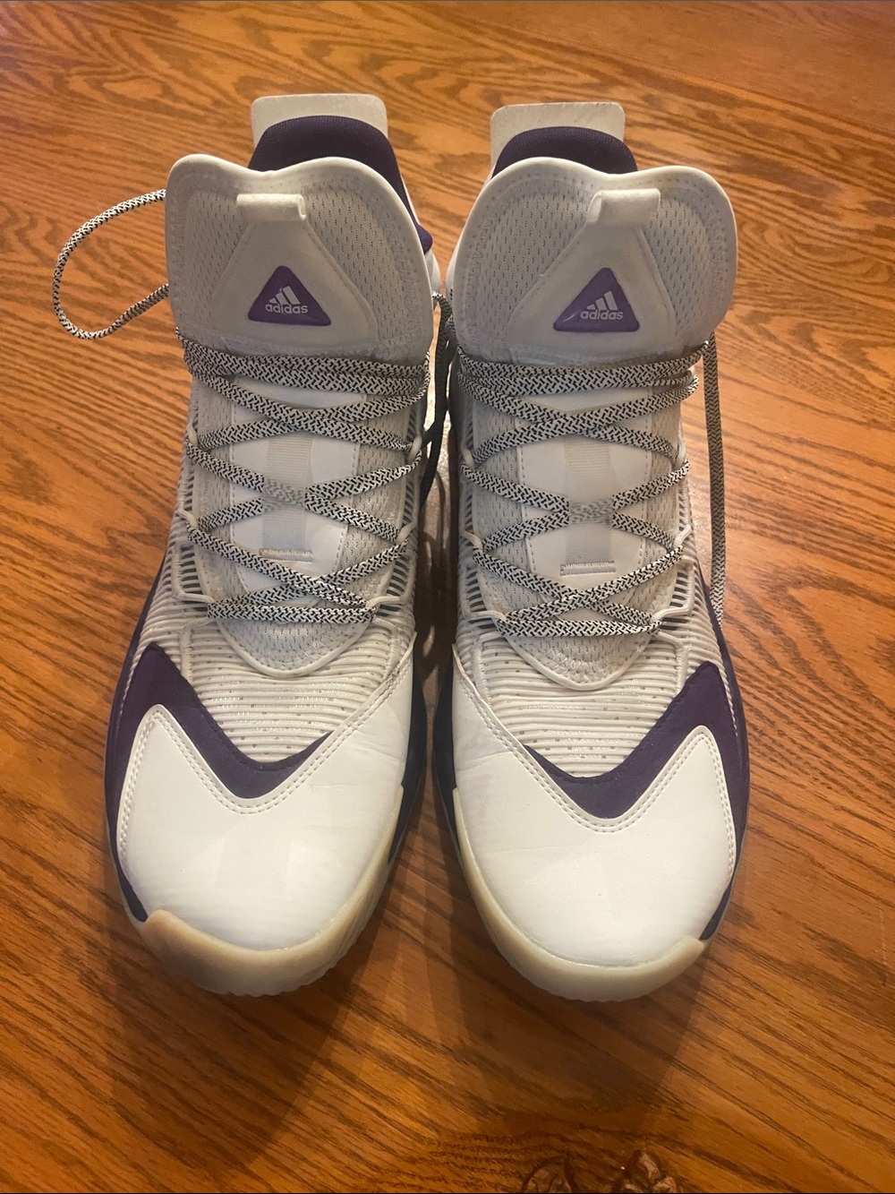 adidas White and Purple Basketball High-Tops